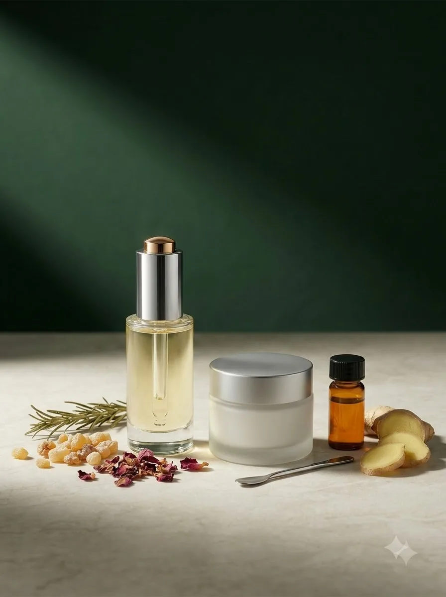 Unbranded serum cream botanical ingredients and an amber active extract